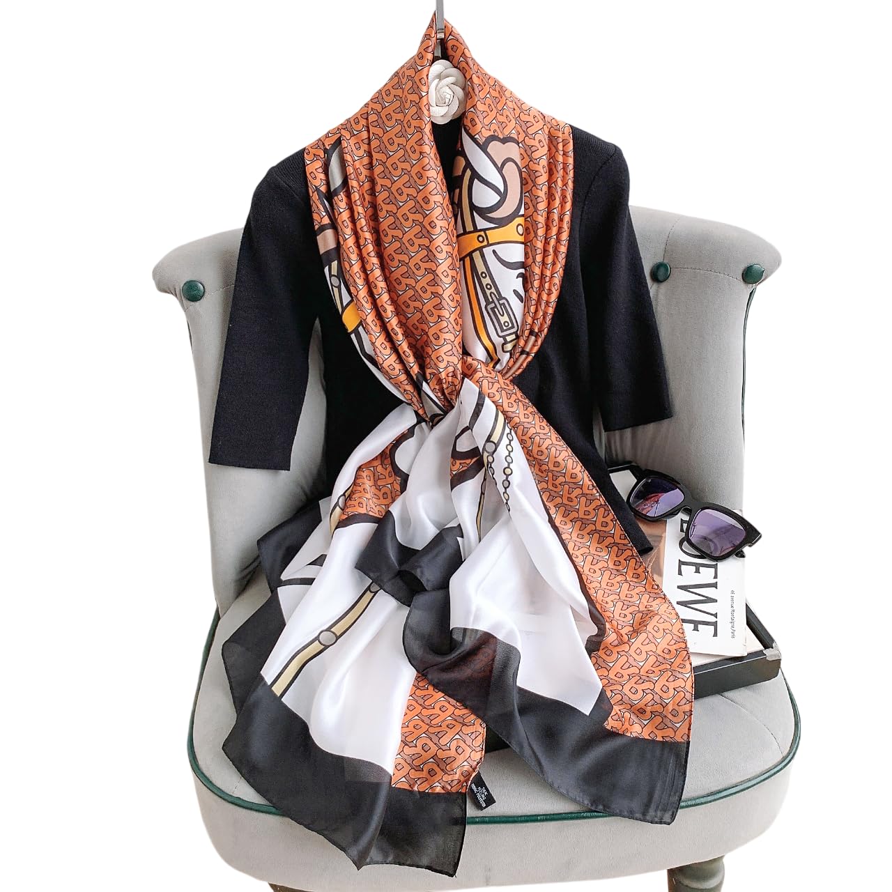 CrossKulture Printed Poly Silken feel Scarf Stole for Women | Stylish, Soft, & Lightweight | Satin Feel Neck, Hair, Head Scarf for Women (Colour_60)