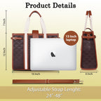 Womanix PU Laptop Tote Bags for Women, Work Bag,15 inch tote for Women, Large Capacity Handbag for Office, School, Travel, Teacher Purse (Brown Tan)
