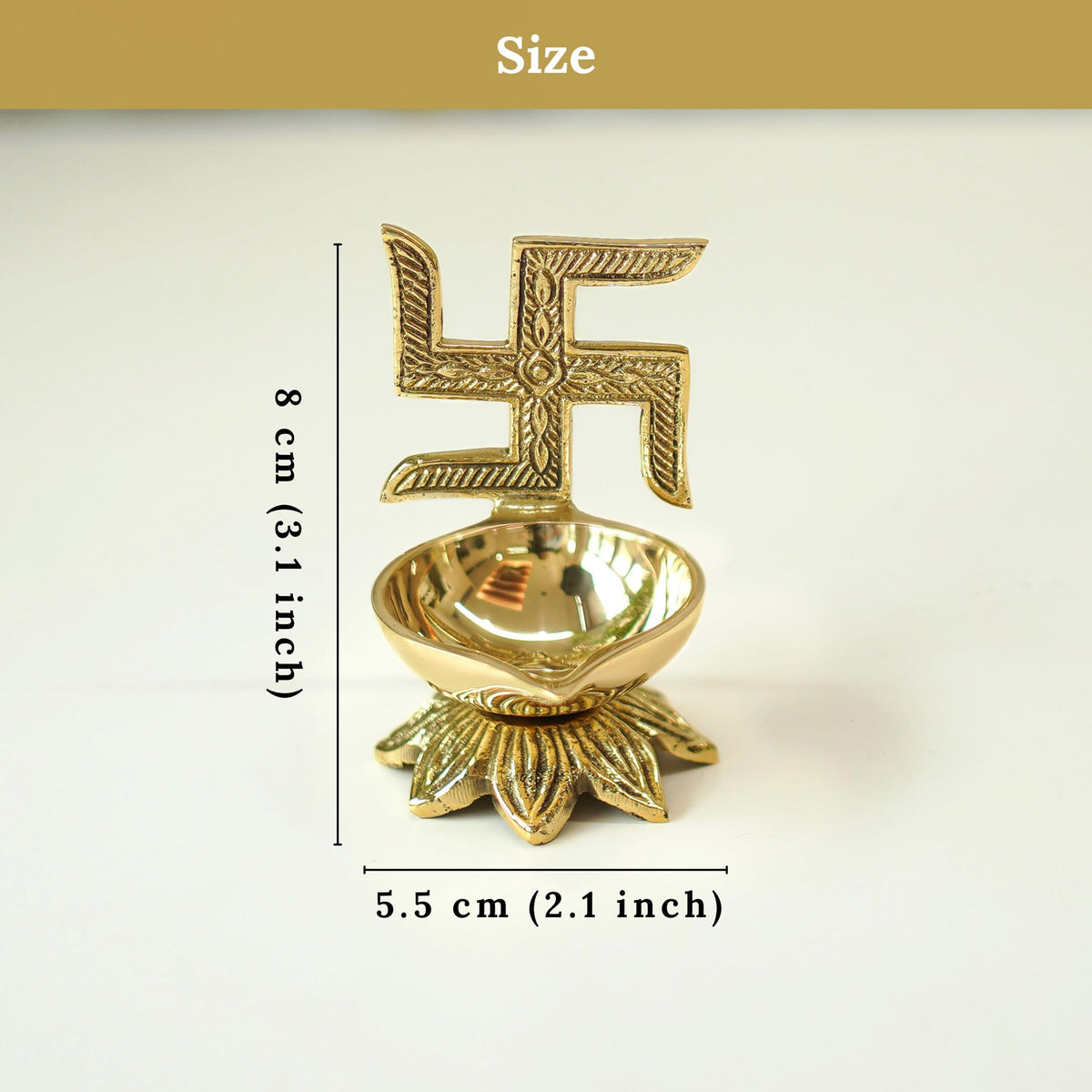 Behoma 100% Pure Brass Swastik Diya for Puja