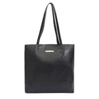 Bagsy Malone Women's Vegan Leather Stylish Tote Bag Pack of 5 | Ladies Purse Handbag (Croco Black)