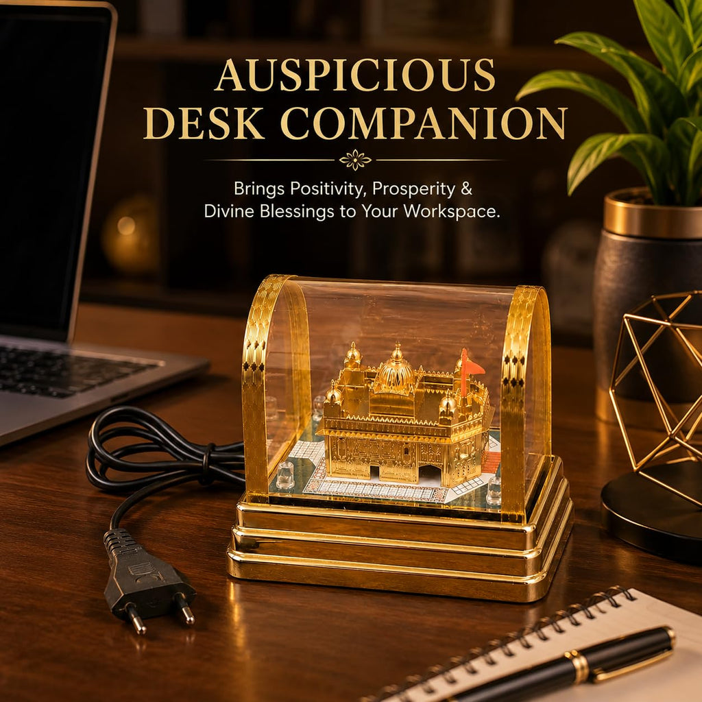 the blur shop Golden Temple Decorative LED Night Lamp with Acrylic Dome Cover | Spiritual Temple Light for Home, Office, Car Dashboard & Gift Purpose | Plug-in Electric Decorative Showpiece