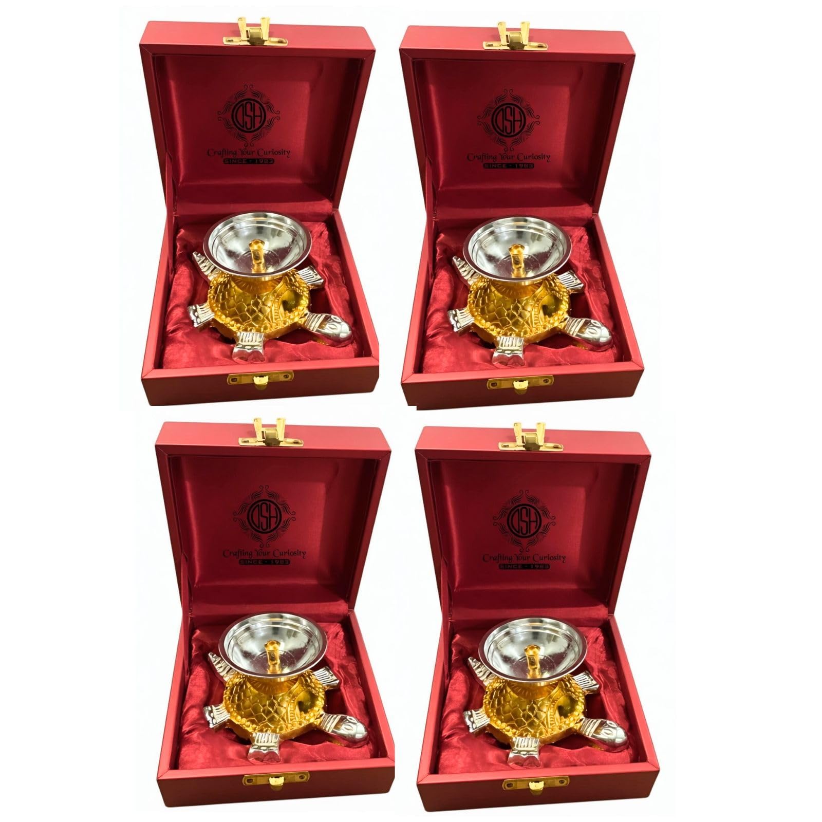 DSH Tortoise Diya for Puja with Velvet Box Tortoise Oil Lamp Diya Deepam Deepak for Pooja Return Gifting.( LM-DYA-TRTOISE-DT ) (4)