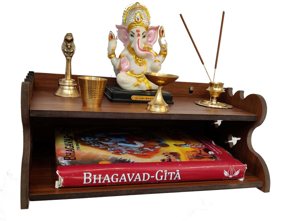 HOMEWEY DECOR Wooden Home Temple Handcrafted Support Heavy Idols Luxurious Finish Pooja Mandir for Home and Office Wall Mount for Pooja Room (TEMPLESTB05-02DM-37)