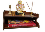 HOMEWEY DECOR Wooden Home Temple Handcrafted Support Heavy Idols Luxurious Finish Pooja Mandir for Home and Office Wall Mount for Pooja Room (TEMPLESTB05-02DM-37)