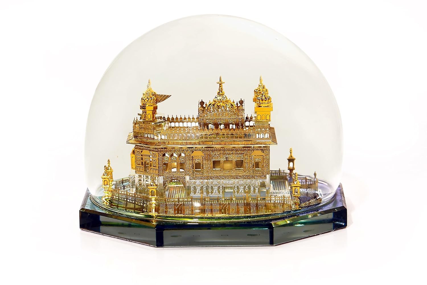 Golden Temple Crystal Dome Showpiece, Religious Architecture Model with Display Box