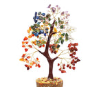 Swasstik Crystal Products 7 Chakra Natural Gemstone Fortune Money Golden Wire Tree, (100 Beads, 8 Inches)