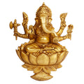 Artavrko Big Brass Ganesha Murti Ganesh Wall Hanging Idol Mangalkari Gnapati Sitting on Lotus Statue for Home Entrance Puja Mandir Temple Height 12 Inch