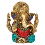 ARTVARKO Brass Idol Ganesha Murti Ganpati Statue for Home Decor Manidr Temple Office Gift Height 4.5