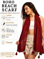 KE KANHA EXPORTS Cotton Scarf|Scarf for Women|Cotton Stole|Soft Beach Wrap|Tassel Design|Easily fits 180 * 50cm