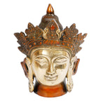 ARTVARKO Brass Crown Buddha Head Tibetan Buddhist Deity Face for Home Décor Showpiece 7.5 Inches Height