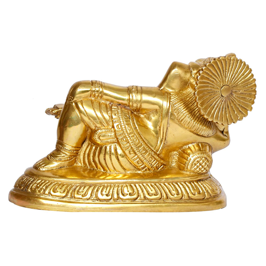 ARTVARKO Brass Ganesh Resting Statue Murti Ganesha Idol Vinayak Ganpati for Home Entrance Décor Temple Puja Gift 6 Inch
