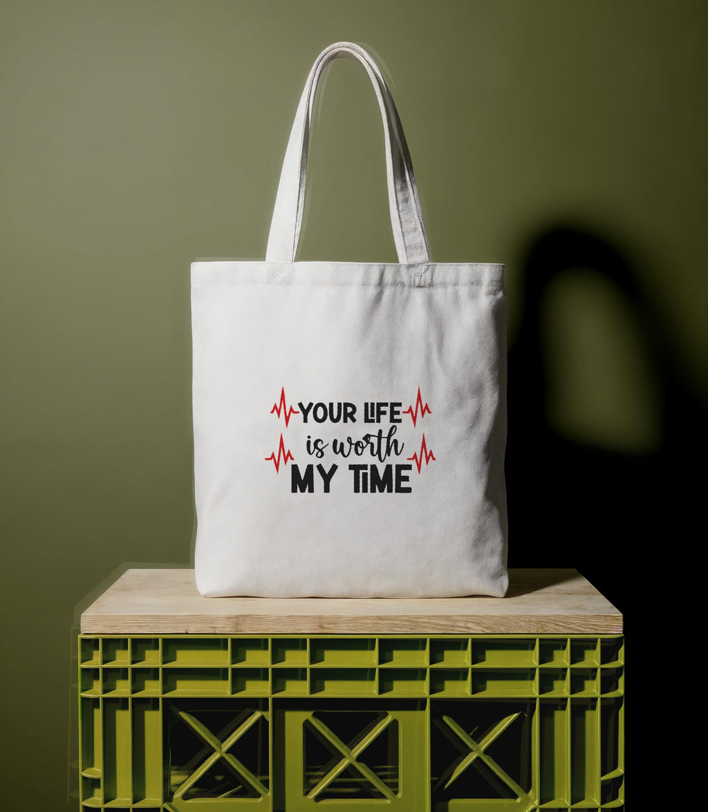 Reusable Cotton Fabric Inspirational Quote Print Tote Bag Ideal for Travel Shopping College & Office Use