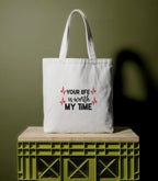 Reusable Cotton Fabric Inspirational Quote Print Tote Bag Ideal for Travel Shopping College & Office Use