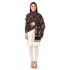 BRAVEZI Women's Woolen Floral Design Printed Shawls (Black)