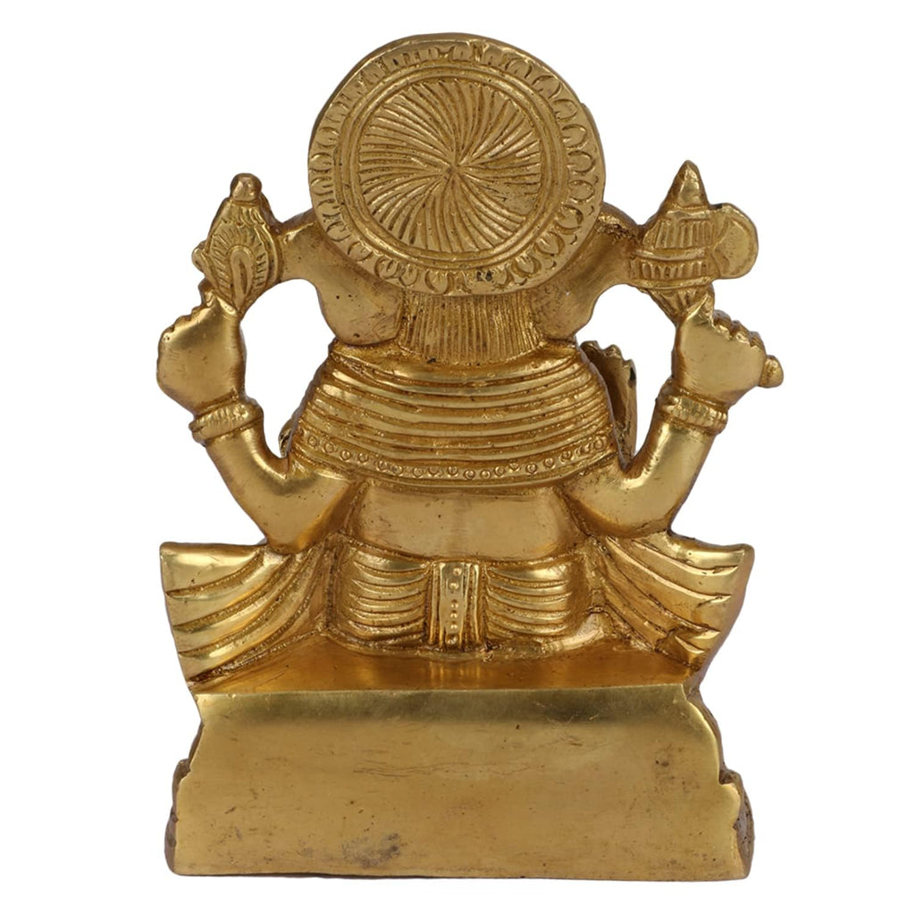 SVARUP Brass Ganesha Idol Ganpati Ganesha Murti Statue Pooja Home Décor GIF Gold Color Height 5 Inch