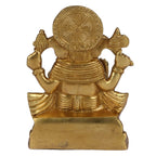 SVARUP Brass Ganesha Idol Ganpati Ganesha Murti Statue Pooja Home Décor GIF Gold Color Height 5 Inch