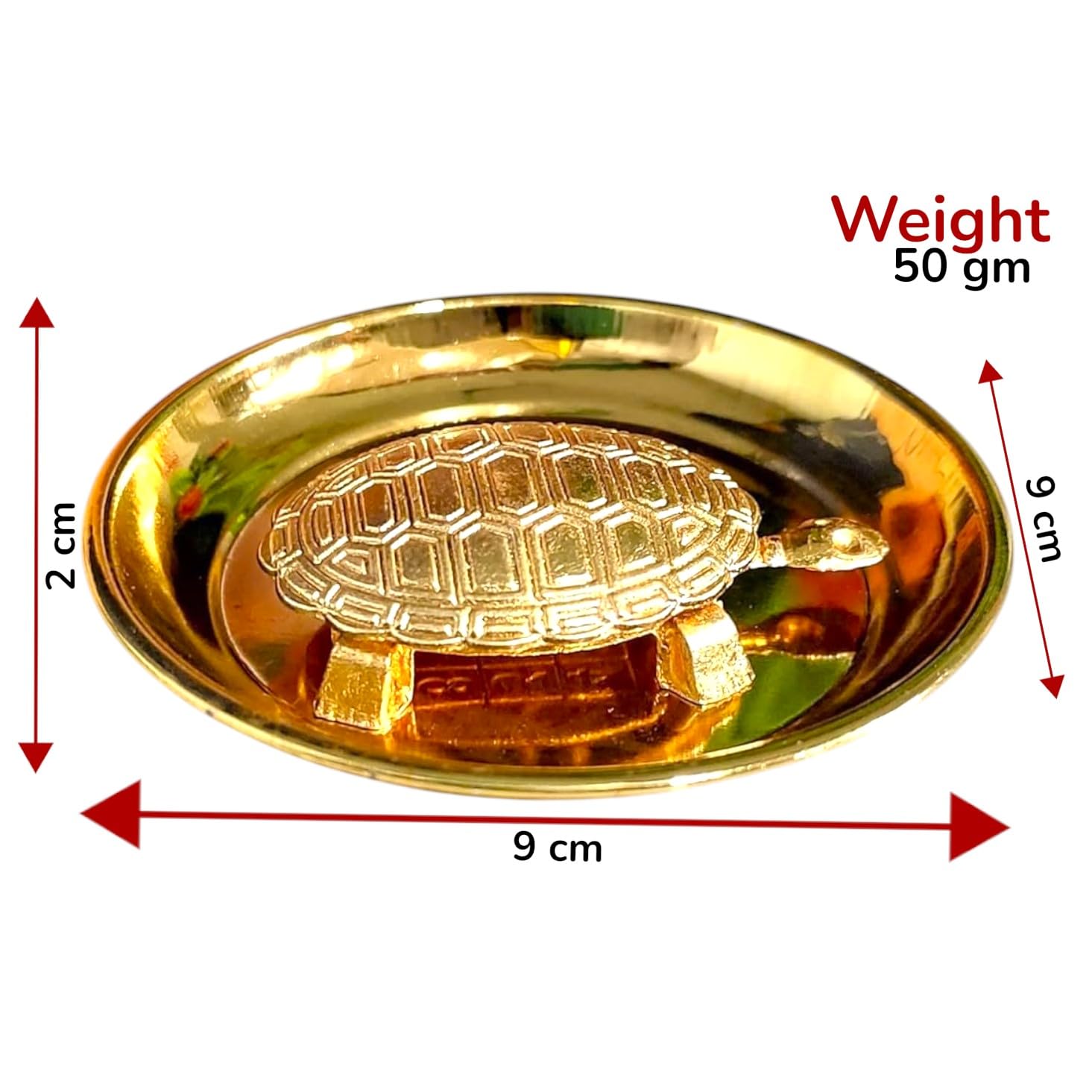 KridayKraft Kachhua (Turtle) with Plate for Vastu Feng Sui,Kachua Yantra for Good Luck & Evil Eye Protection,Metal Tortoise Staute Animal Showpiece Figurine & Gifting Items..., Gold