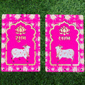 Kavya Fashion Cow MDF Pooja Decoration Lotus Cow MDF Wooden Cutout|DIY Rangoli Kit|Decoration for Diwali|for Rangoli, Pooja, Decorations, Festival Gift, Wedding Decorations.Designer (2, Dark Pink)