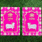 Kavya Fashion Cow MDF Pooja Decoration Lotus Cow MDF Wooden Cutout|DIY Rangoli Kit|Decoration for Diwali|for Rangoli, Pooja, Decorations, Festival Gift, Wedding Decorations.Designer (2, Dark Pink)