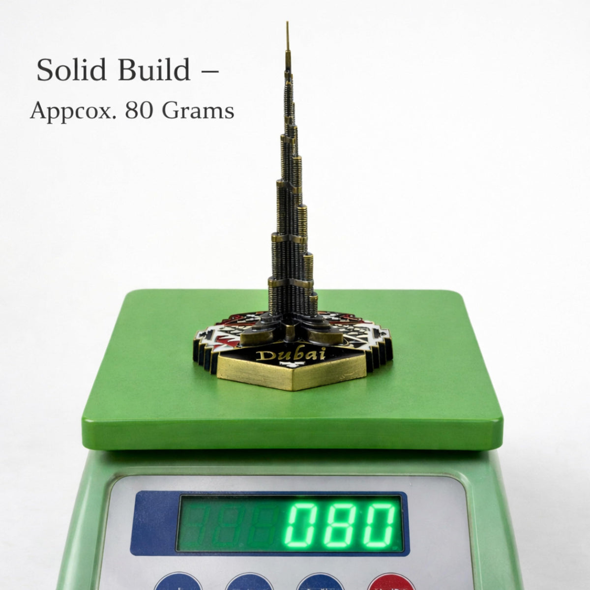 Burj Khalifa Miniature Showpiece, Premium Metallic Finish, 19 cm Architectural Model, Decorative Collectible for Home and Office (Design 2)