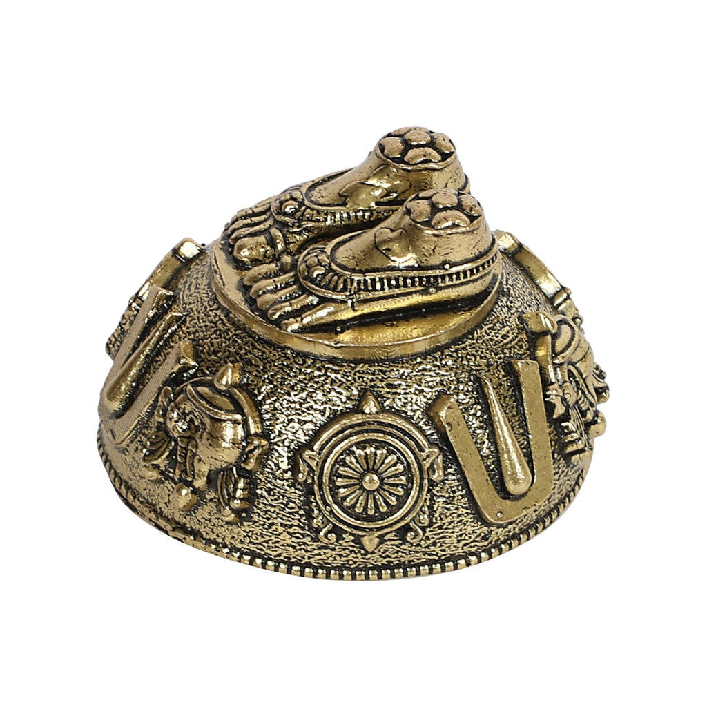 ARTVARKO Brass Lord Balaji Charan Venkateswara Feet Vishnu with Shanku & Chakra Namam Divine Blessings from Tirupati 2 Inch
