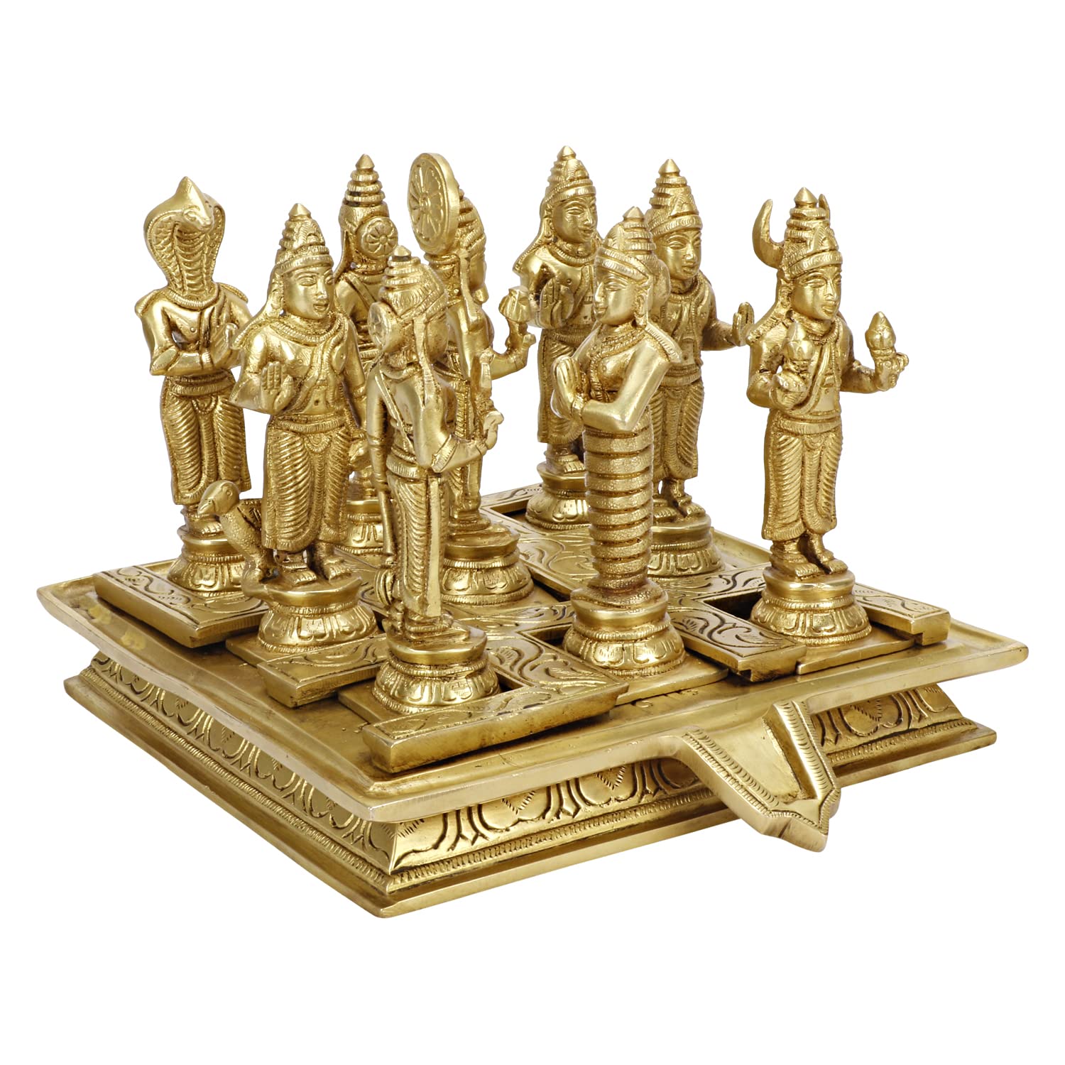 ARTVARKO Brass Navagraha Statue Nine Plant Kundli Navgraha Puja to Remove The Negative Effects of The Malefic Planets 7 Inch