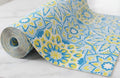 Dribble (45cm X 500cm) Eva Shelf Liner Mat Roll, Non Slip Drawer & Cabinet Liner for Kitchen, Waterproof Oilproof Washable Fridge Mat, Anti Skid Cupboard Wardrobe Multipurpose Mat (Yellow/Blue) Kafalo