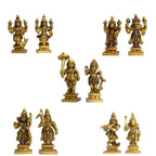 ARTVARKO Brass Dashavtar Lord Vishnu Ten Incarnations Avatar Set Dashavatara Murti Gold (Small Size 3x2.5x6 cm)