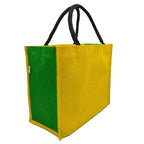 JUTEKA Multicolor spacious Jute Bag with Zipper Closure, Full Size Front Pocket and Large Handles…