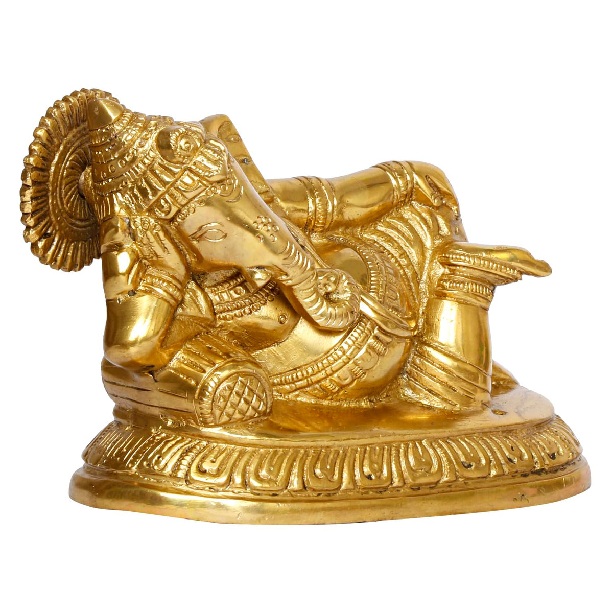 ARTVARKO Brass Ganesh Resting Statue Murti Ganesha Idol Vinayak Ganpati for Home Entrance Décor Temple Puja Gift 6 Inch