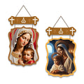 Artvibes Christian Sacred Art Designer Wooden Wall Hanging Decoration Items for Living Room | Spiritual Decor Items | Wall Poster | Modern Decor Items | Unique Gift (WH_9720N), Set of 2