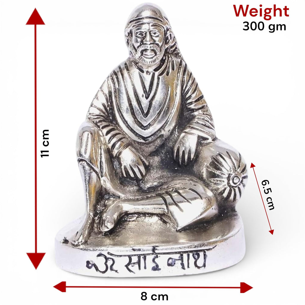 KridayKraft Shirdi Sai Baba Metal Statue,Sai Baba Idol Murti for Car Dashboard & Home,Office Decorative Showpiece Figurines,Religious Idol Gift Article...