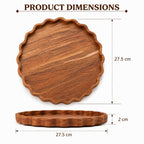 BAUZINI Round Wooden Serving Tray, 11 Inch Acacia Wood Decorative Platter, Handmade Wooden Tray for Tea, Coffee Table, Kitchen, Dining Table, Ottoman, Breakfast & Home Decor