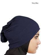 MyBatua Women's 2-Piece Al-Amira Hijab with Under Scarf/Cap/Bonnet in Soft Viscose Jersey, Ready to Wear HJ-129 (Navy Blue)