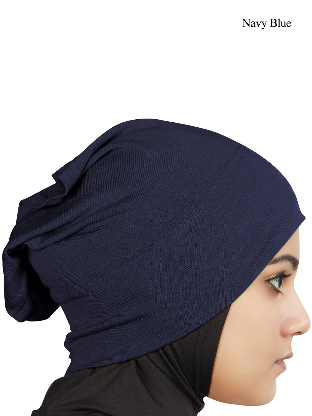 MyBatua Women's 2-Piece Al-Amira Hijab with Under Scarf/Cap/Bonnet in Soft Viscose Jersey, Ready to Wear HJ-129 (Navy Blue)