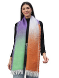 Ravaiyaa - Attitude is everything Reversible Wool Scarves Striped Pattern Women Neck Wraps Muffler Winter Wool Scarf 72 x14 Inch (Multicolor)