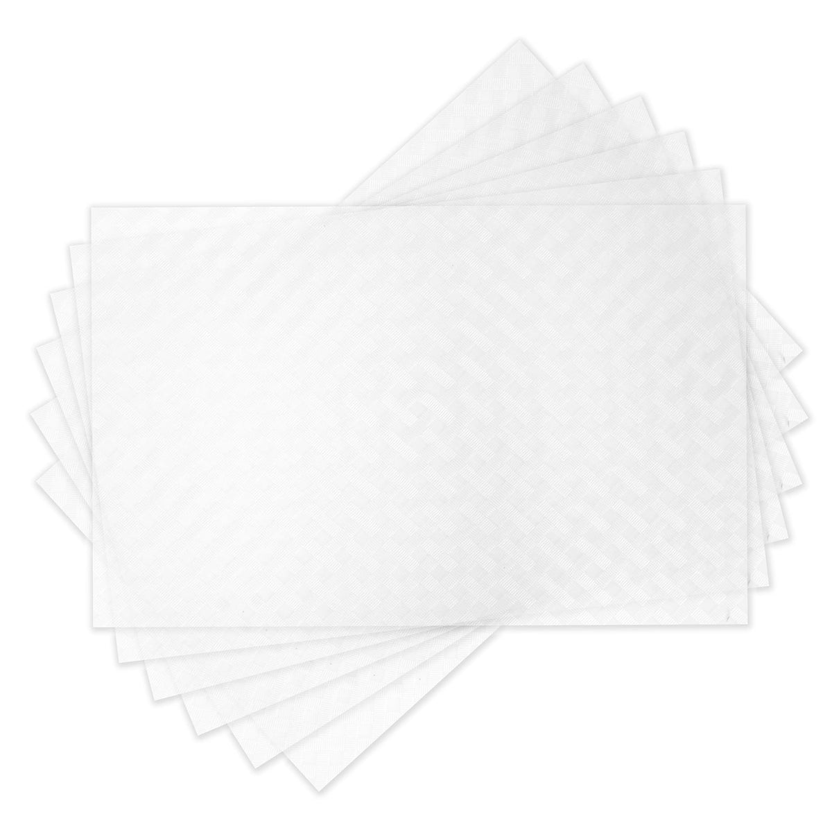 ElastPro Placemat Set of 6 Heat-Resistant Place Mats Stain Resistant Washable, Dining Table and Fridge Mat (Diagonal Pattern, Transparent Kafalo