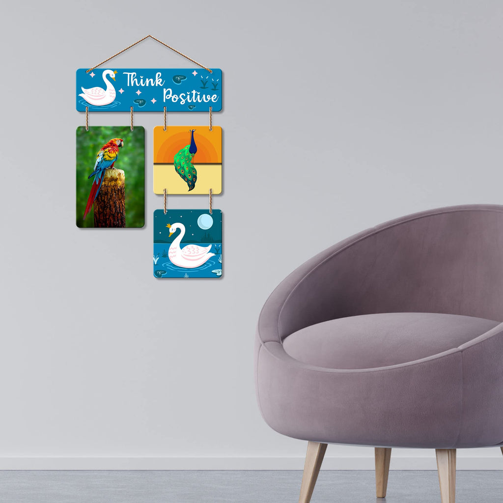Artvibes Think Positive Designer Wall Hanging Wooden Art | Quotes Decor Item | Wall Poster | Office Decor | Inspirational Quotes Wall Art | Mdf Wall Decoration | Unique Gift Items (WH_6515N)