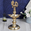 ARTVARKO Brass Bird Traditional Peacock 5 Wick Diya Oil Lamp Table Decor Diyas for Pooja Religious Diwali Gifts with Stand for Home Puja Temple Showpiece 12 Inch