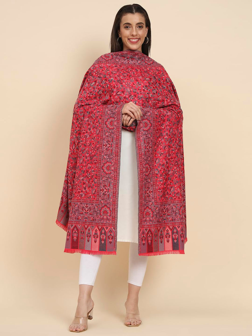 Pashmoda Women Dastaan Woven Design Jamawar Shawl (Size 101X203 CM)