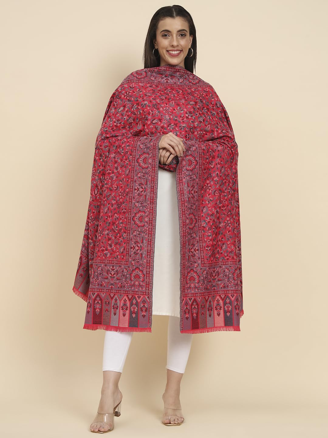 Pashmoda Women Dastaan Woven Design Jamawar Shawl (Size 101X203 CM)