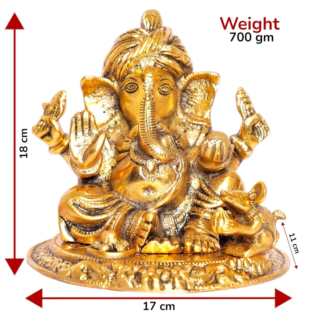 KridayKraft Metal Ganesha Statue,Ganesh Idol Sculpture Good Luck & Success for Home Pooja,Lord Ganesha murti for Gift...