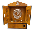 ARTIHC CRAFT Large Wooden Home Temple Mandir with Doors, Krishna Wall Art Design, Dual Storage Drawers, and Wall-Mounting Capability, Ideal Pooja Unit for Home Worship| Sculpture-Door
