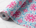 Dribble (45cm X 500cm) Eva Shelf Liner Mat Roll, Non Slip Drawer & Cabinet Liner for Kitchen, Waterproof Oilproof Washable Fridge Mat, Anti Skid Multipurpose Mat (Red/Blue Mandala Art) Kafalo