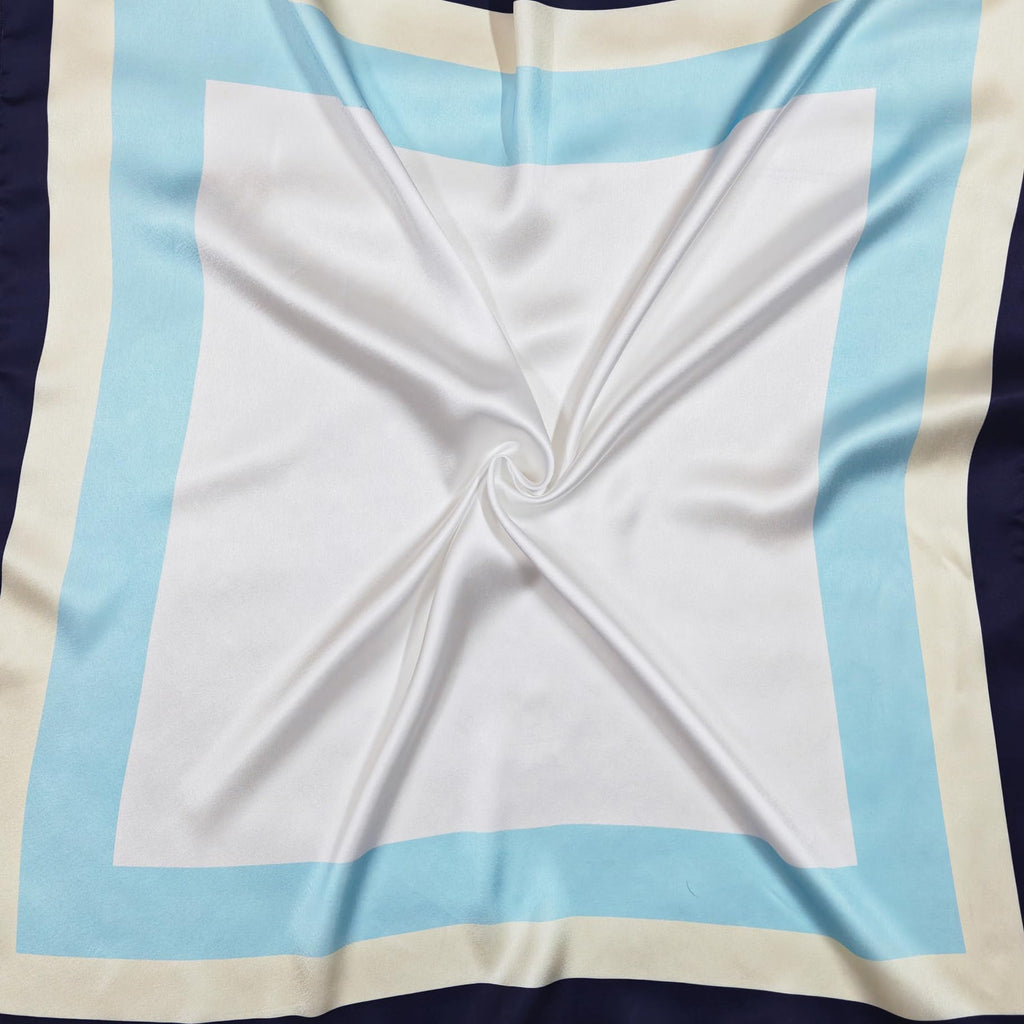 ONE ECHELON Satin Silk Small Neckerchief Square Scarf (Sea Whisper)