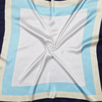 ONE ECHELON Satin Silk Small Neckerchief Square Scarf (Sea Whisper)