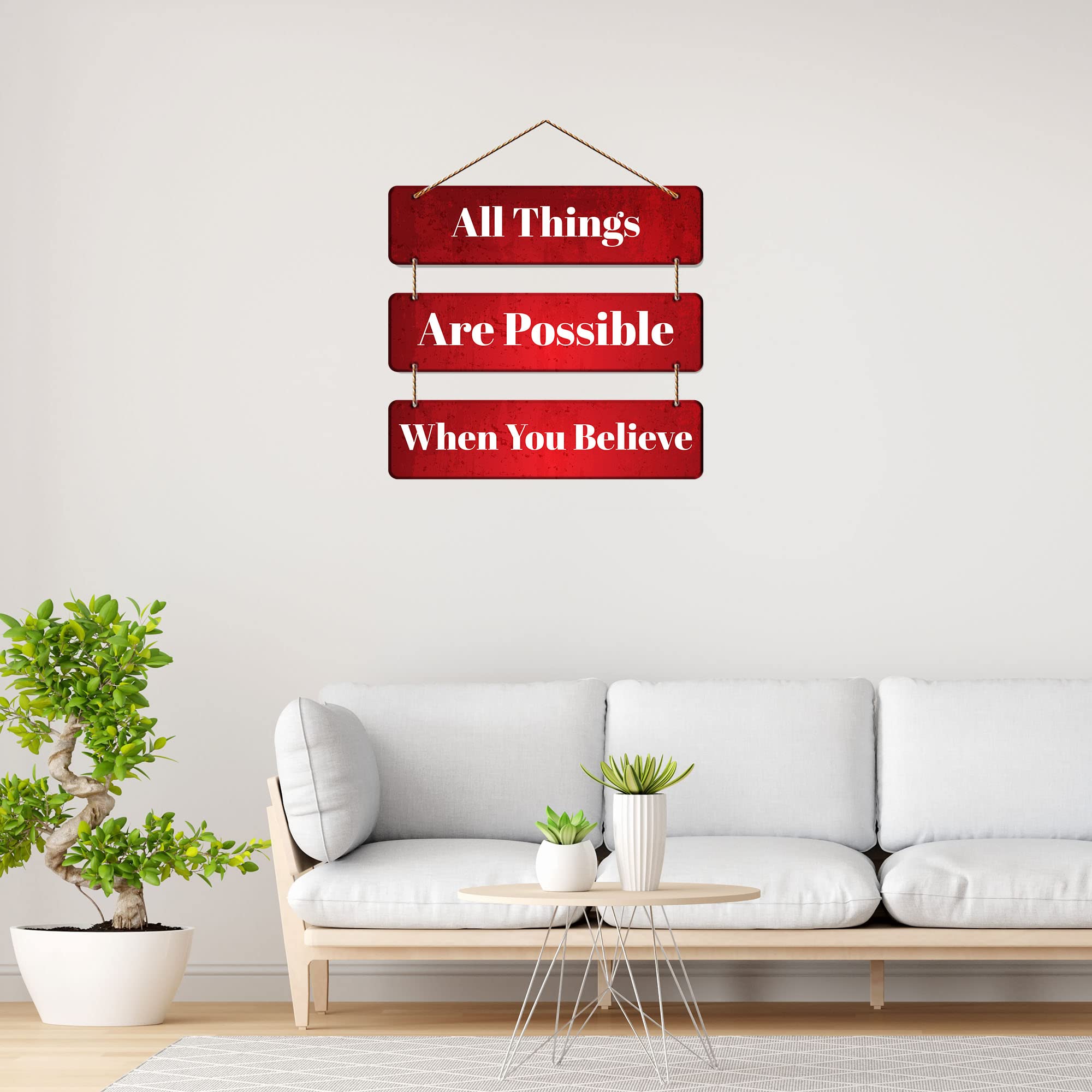 Artvibes All Things Are Possible When You Believe Printed Wooden Wall Hanging | Quotes Decor Item | Motivational Wall Decor | Wall Poster | Gift Items | Office Wall Decoration Items (WH_5309N)