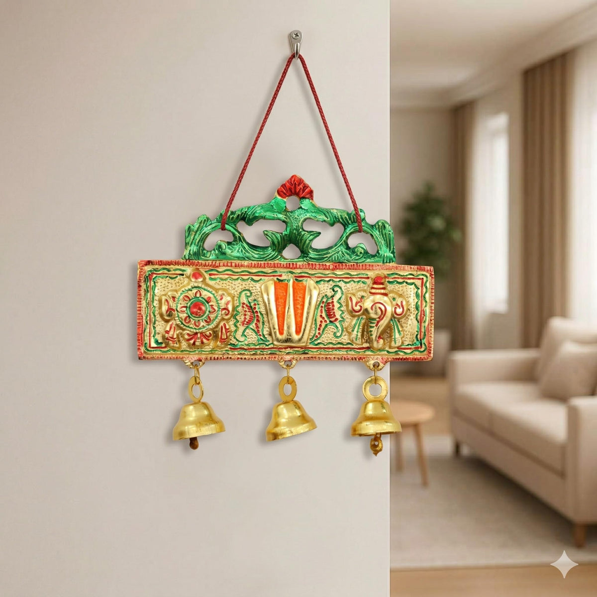 KridayKraft Tirupati Door Hanging Shankh Chakra Namah Latkan Meenkari Decorative for Home,Office & Room,Also Gift for House Warming
