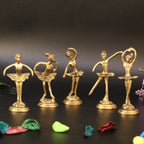 ARTVARKO Brass Beautiful Dancing Aerobics Girls Ladies Statue Set of 5 Statues.Idol Home Décor Showpieces 4 Inch Gold Color.