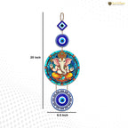 Artvibes Shri Ganesha with Evil Eye Wooden Wall Hanging For Luck Properity For Home Decoration | Livingroom | Spiritual Decor Items | Wall Illustrations | Ethnic Wall Decor | Wall Art Print (WH_8510N)